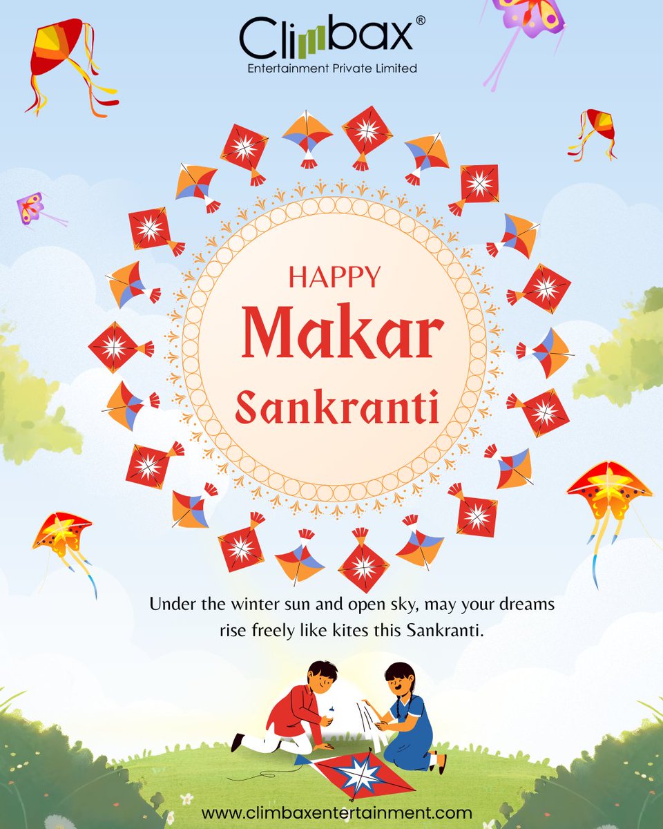 ClimbaxEnt's tweet photo. Happy Makar Sankranti! 🪁
May this festival bring happiness, prosperity, and new beginnings. 🌞

#makarsankranti2026 #happysankranti #uttarayan #festivalofharvest #indianfestivals #climbax https://t.co/QecqW6wqTp