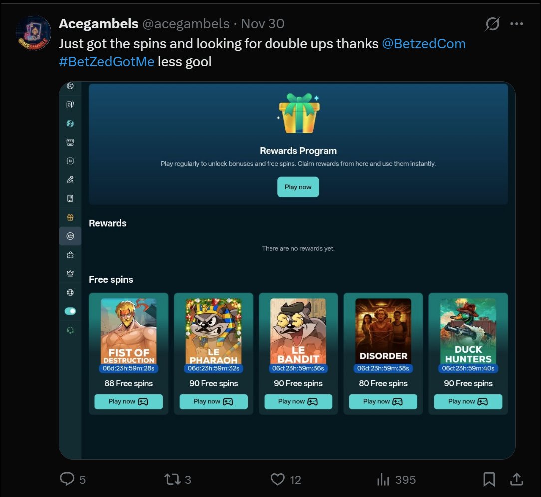 🎉 FREE SPINS GIVEAWAY! 🎰✨
Ready for another chance to win? 🍀
🎁 Up to 100 Free Spins — NO DEPOSIT required ⚡

How to join:
📝 Register here:
👉 betzed.com/promotions/fre…

💬 Comment your BetZed UID + 1 word that describes your experience with BetZed so far!
 (Example: