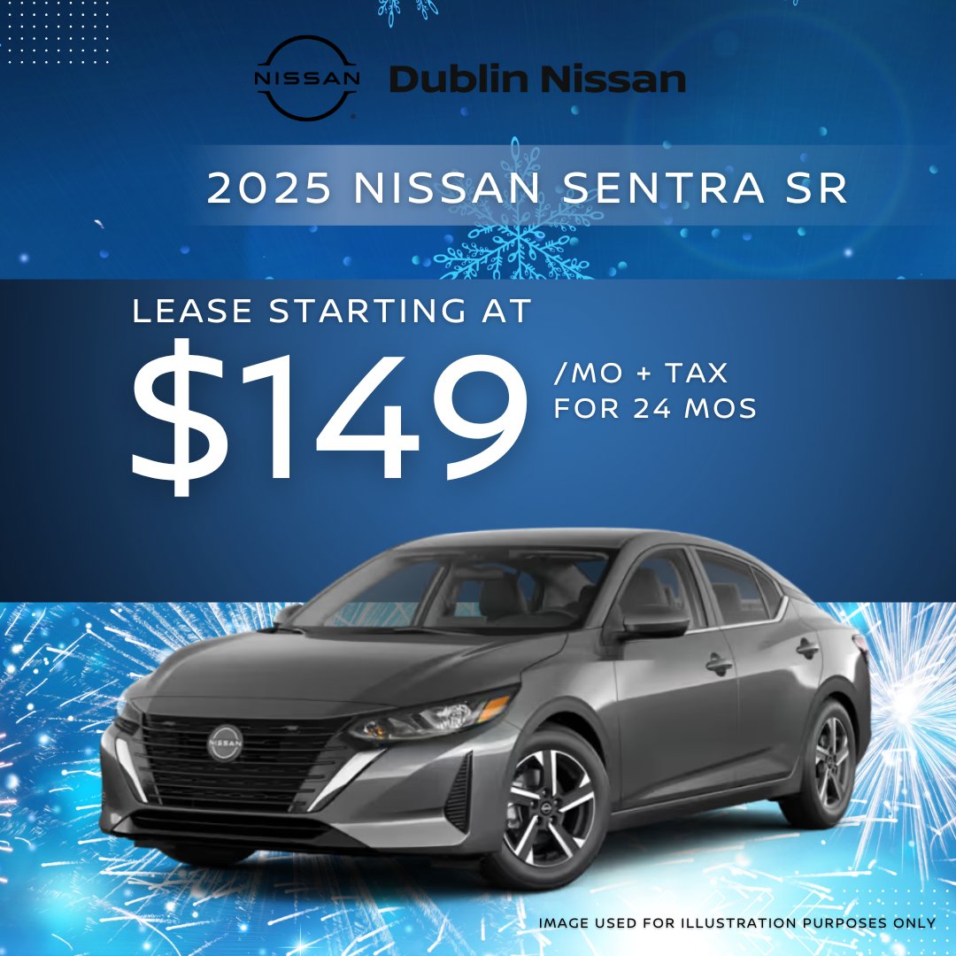 Dublin_Nissan's tweet image. 🚗 Style &amp;amp; Value in One!
Lease the 2025 Nissan Sentra SR for just $149/mo for 24 mos 💥 Sporty looks, smart price! #NissanSentra #CompactStyle #DublinNissan

Shop For Yours at 👉 p1.tt/4pFMZL0