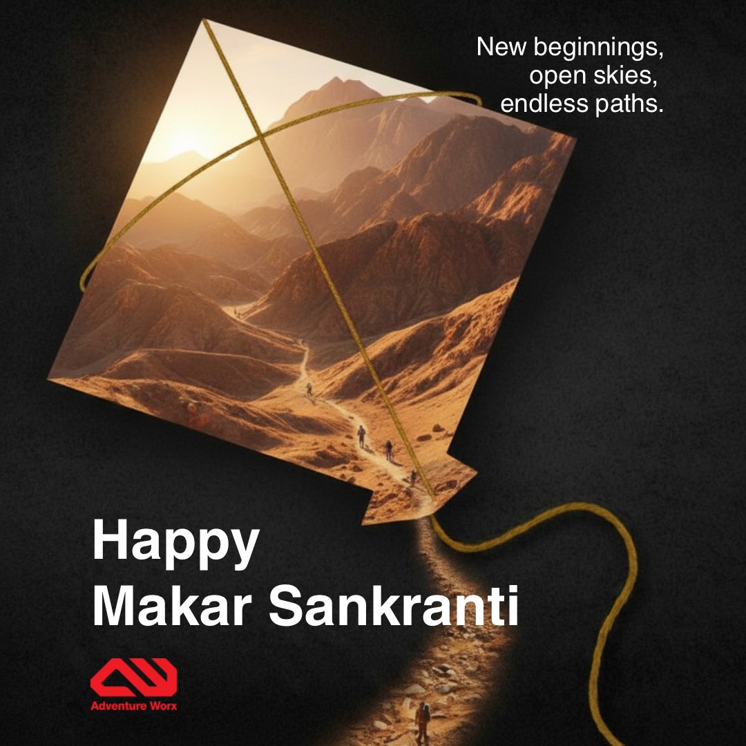 May this Makar Sankranti lift you toward brighter trails and bolder adventures🪁✨
– Team Adventure Worx

#MakarSankranti #HappyMakarSankranti #FestivalOfKites #NewBeginnings #AdventureWorx #goexplore