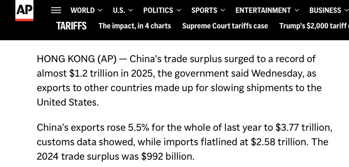 Kanthan2030's tweet image. Stunning (goods) trade numbers from China!

$3.8 trillion of exports 

$2.6 trillion of imports

$1.2 trillion of trade surplus

The power of an industrial economy.