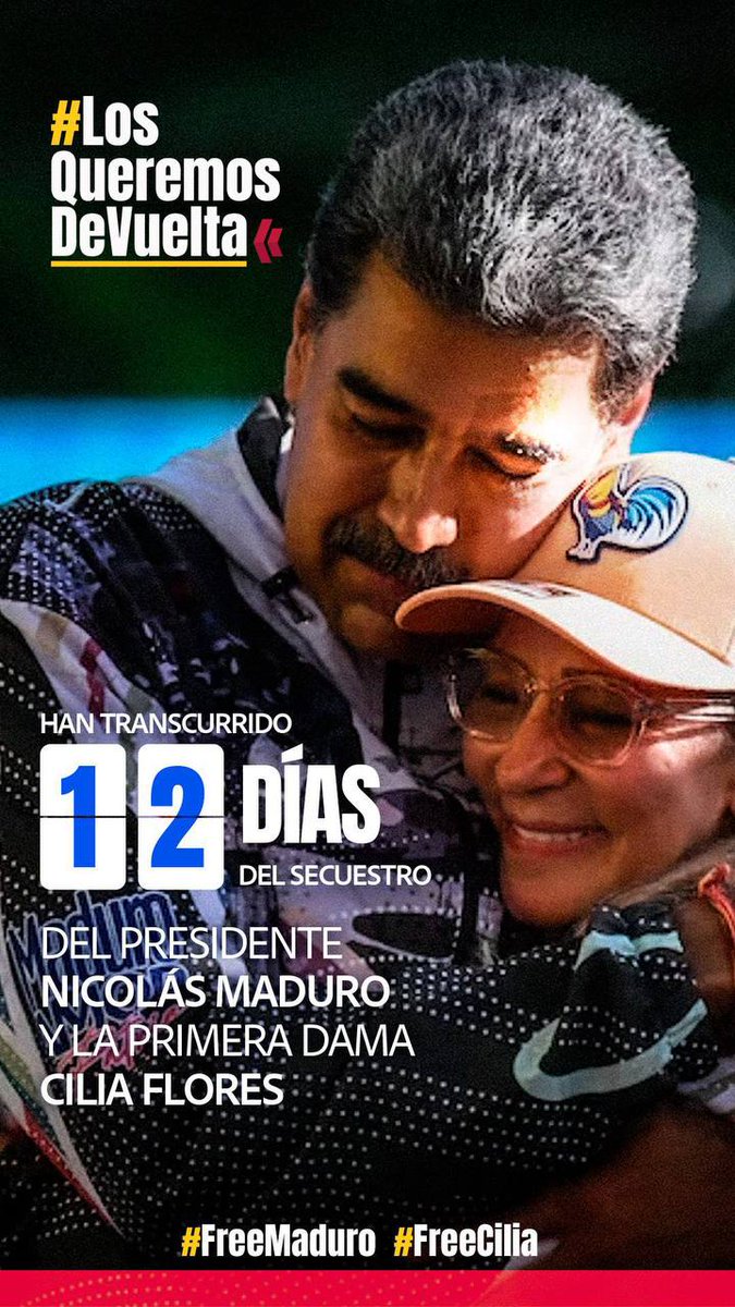 El presidente Maduro se ha declarado prisionero de guerra. Su libertad y la de la diputada Cilia Flores son un imperativo legal y moral para restablecer el respeto entre las naciones .

#LosQueremosDeVuelta
#BringThemBack
#PrisionersOfWar
#ReturnMaduroAndCilia