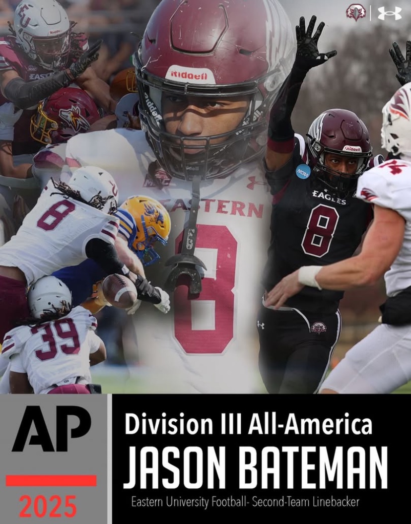 Jason8Bateman's tweet image. Blessed to have been named AP Second team linebacker! Amazing season here at Eastern University. Thank you to my teammates and coaches couldn’t have received this without them! #d3fb #d3sports #AllAmerican #jasonbateman