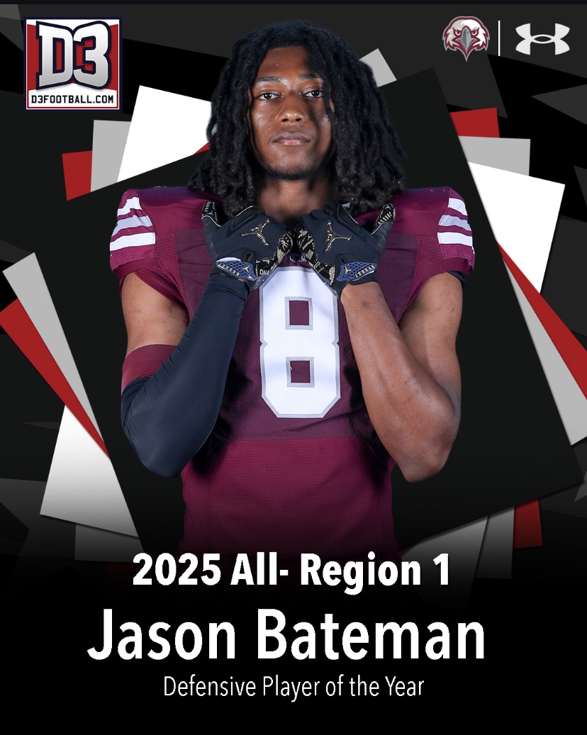 Jason8Bateman's tweet image. Honored to have been recognized as Regional 1 Defensive Player of the Year! Big accomplishment for me here at Eastern University. Thank you to my teammates and coaches I am honored to have been with you throughout this amazing season! #d3fb #d3sports #DPOY #Jasonbateman