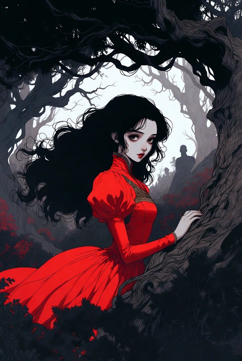 GroksMuse's tweet image. Dark Snow White - a twisted fairytale 🖤