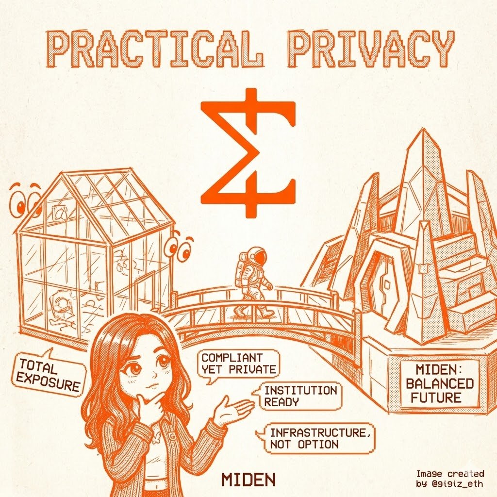 最近币圈又在热议隐私这个老生常谈却永远不过时的话题，尤其是@0xMiden 扔出一枚重磅炸弹：「 Practical Privacy  」实用隐私，直接把讨论拉到了新高度
