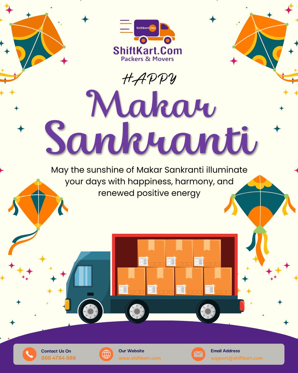 ShiftKart's tweet image. New Season. New Beginnings. New Home. 🏡🪁

Wishing you a Happy Makar Sankranti! May your dreams fly as high as the kites in the sky today. For everything else that needs to be moved, we’ve got your back! 🚛✨

Let us make your next move as breezy as a kite in the sky.