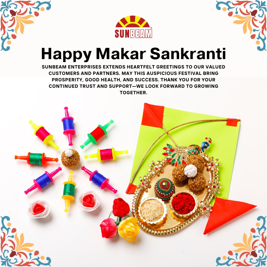 EaSunbeam53503's tweet photo. ✨ Happy Makar Sankranti! ✨
.
May this auspicious festival bring new beginnings, prosperity, and positivity. Sunbeam Enterprises wishes you good health, success, and continued growth. Let’s rise higher together.
.
Empowering Lives with Care &amp; Comfort.
.
#MakarSankranti https://t.co/hGVTwGG2wR