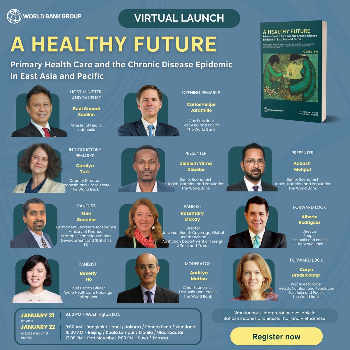 Orang-orang di Asia Timur &amp; Pasifik cenderung hidup lebih lama, tetapi tidak selalu lebih sehat. Menurut laporan terbaru kami, dibutuhkan reformasi lanjut perawatan kesehatan primer. 

Ikuti diskusi laporan ini🗓️22 Januari 09.00 (WIB). Daftar di sini: wrld.bg/2E9M50XWwis