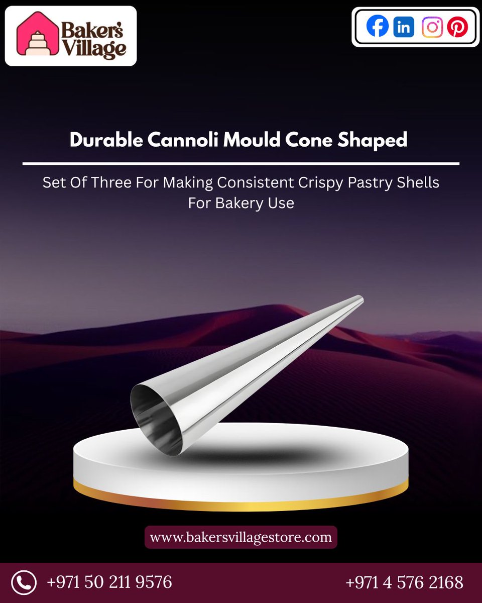 BakersVill45's tweet image. Bake perfect cannoli every time! 
Durable cone-shaped moulds (set of 3) for crispy, uniform shells – ideal for home bakers &amp;amp; pros.
Order now: bakersvillagestore.com/product/cannol…

#BakersVillageStore #CannoliMould #BakeryTools #BakingMadeEasy #PastryEssentials #ProfessionalBaking