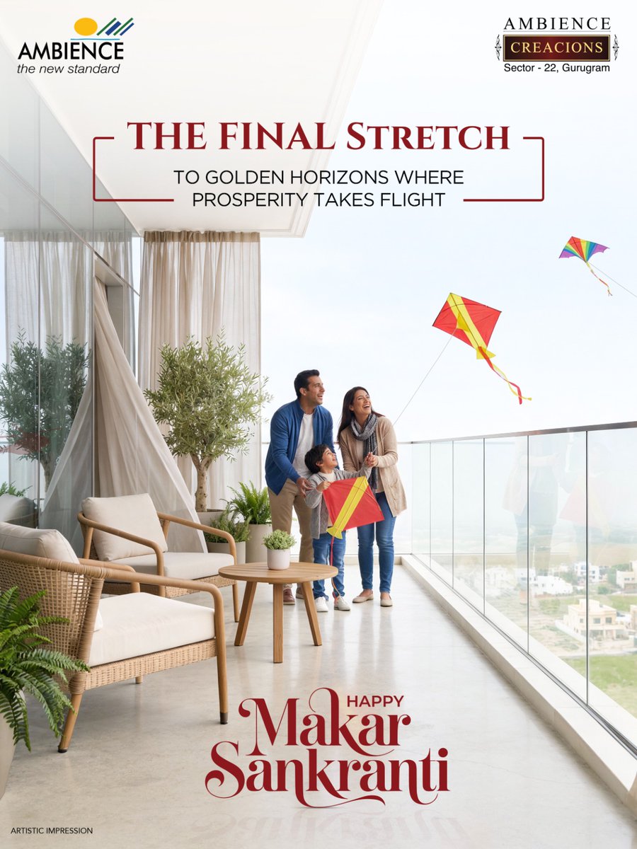 As kites soar and harvests are celebrated, let's welcome in a season of abundance and new beginnings. Wishing everyone a very Happy Makar Sankranti.

#MakarSankranti #HappyMakarSankranti #Sankranti2026 #KiteFestival #Uttarayan #TheFinalStretch #AmbienceCreacions #AmbienceGroup