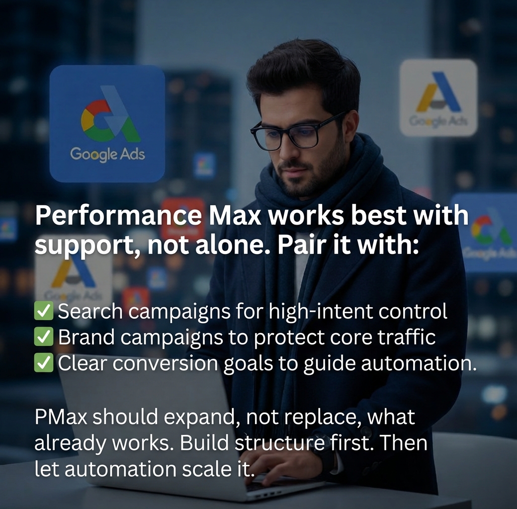Ihsanullah83575's tweet photo. Performance Max works best with support, not alone.
#GoogleAds #PerformanceMax #PPCStrategy #PaidAds #DigitalMarketing #Automation https://t.co/X9JsGhCJiG