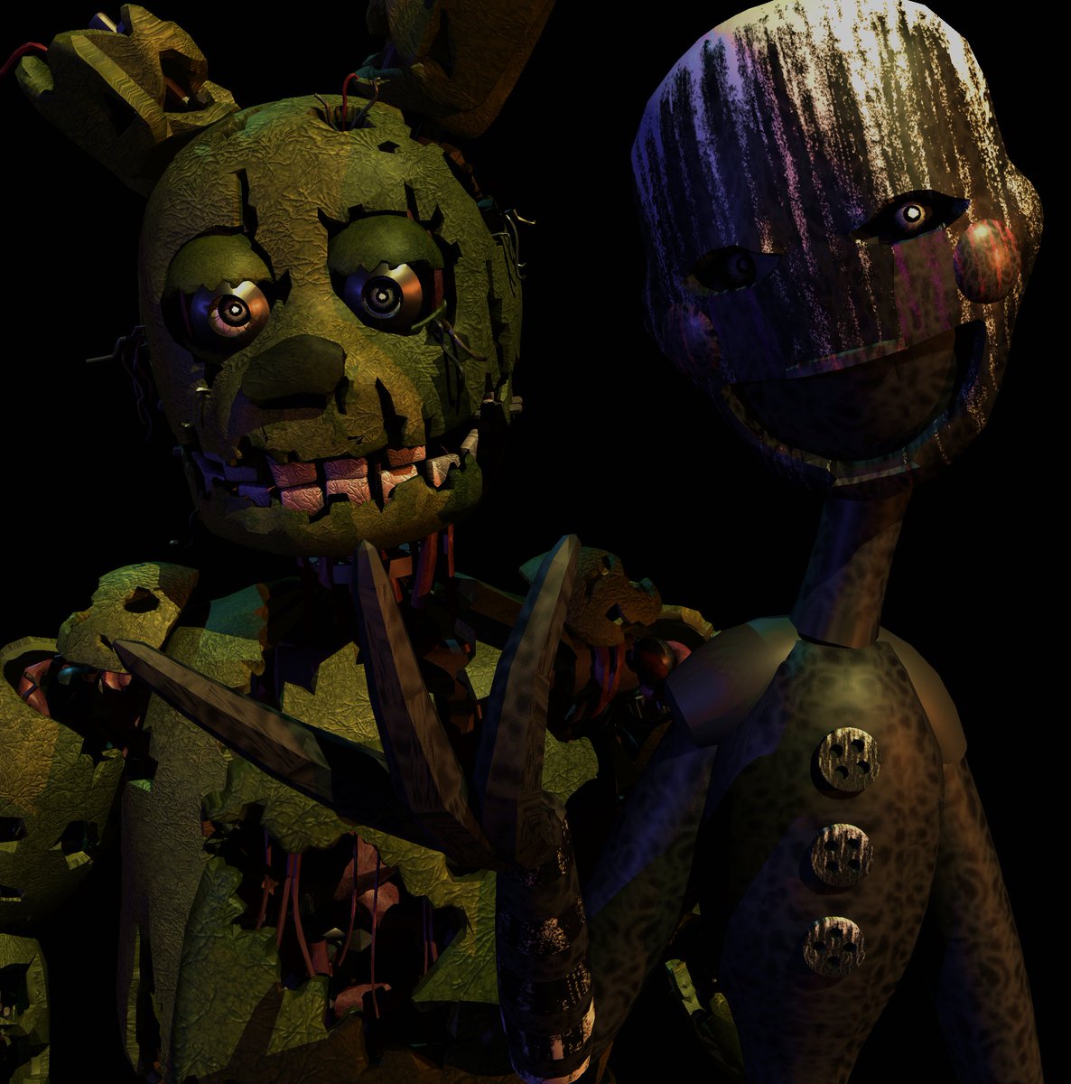 OptimizePackP3D's tweet image. Bonnie The Creador

 D.F.O.P. FNaF 3 - Progress

The team has worked on more models and of course... LIGHTS!!!

Now there will also be lights for versions 2.1 and 3.1 alike.

Stay tuned!

Phantom Bonnie-Phantom Puppet By: U.F.M.P. Team 

Ports - Lights: @Katt0_OwO