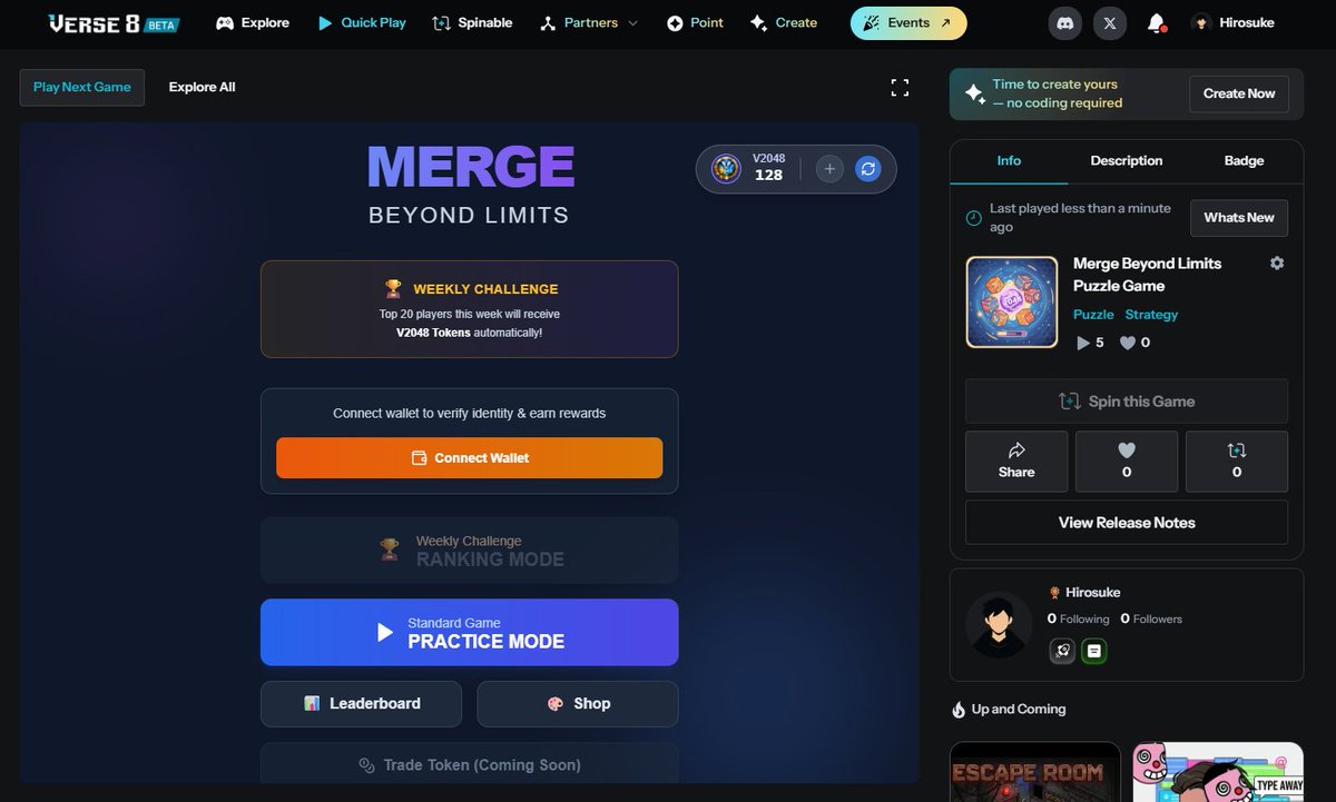 Hirosuke_Seiji's tweet image. First Game Launch in @Verse_Eight
A little bit more upgrade and our game will be more exciting not just playing it soon to earn some token within it. 💜 
Try it now:
verse8.io/u3f4o3p

Leave a comment for suggestion and feedback. Thank you! 💜
#VERSE8 #CROSSForge #GameChain