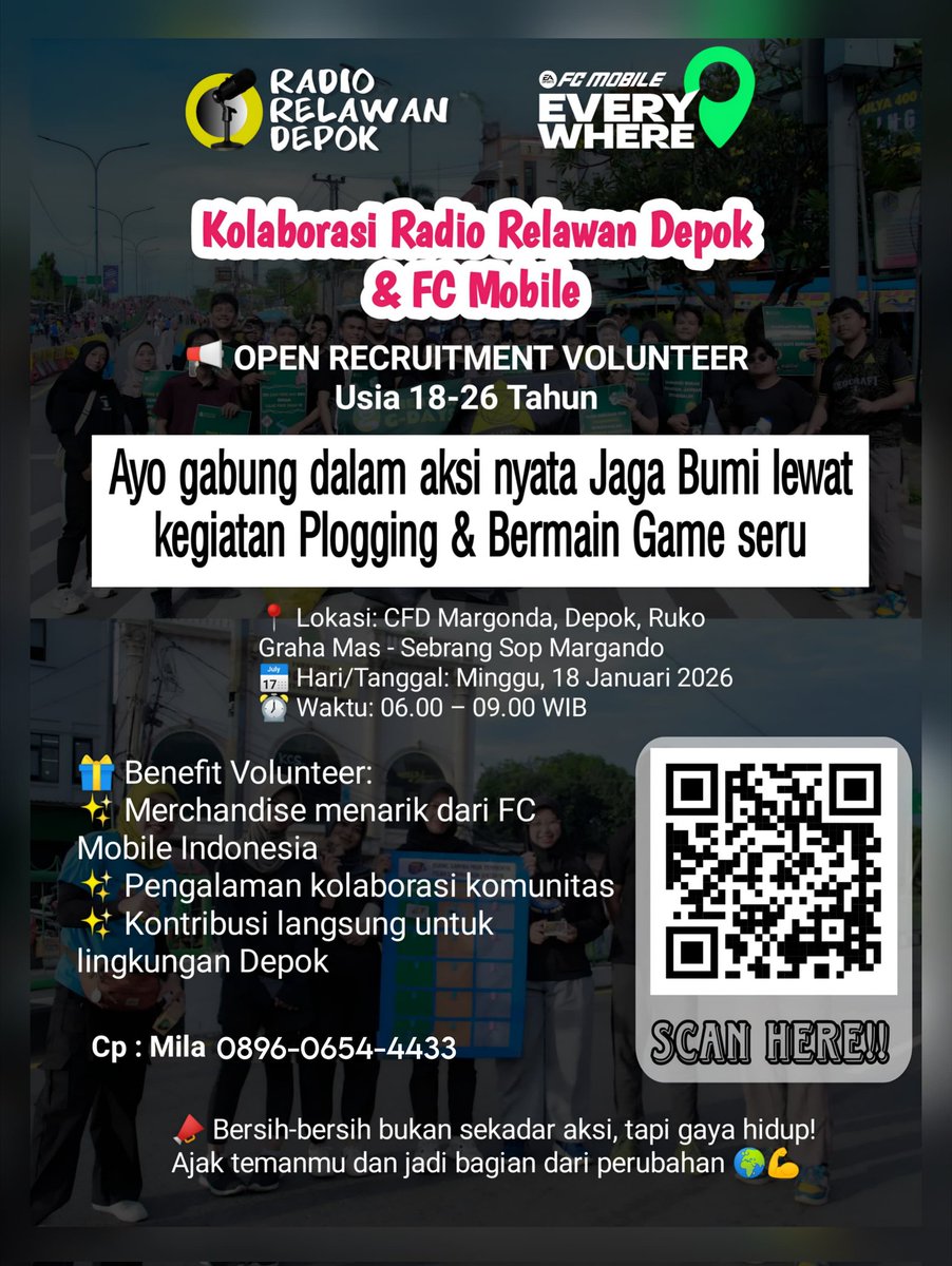 Kolaborasi dengan FC Mobile di aksi plogging CFD Margonda