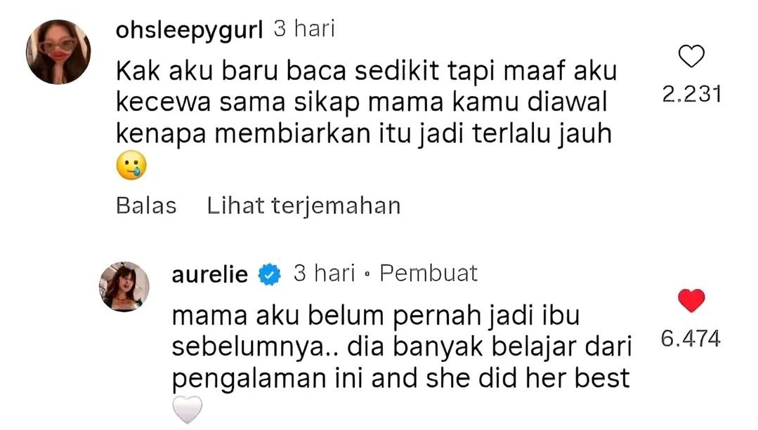 aurelieee you healed so many people including mothers like me.

semoga berlimpah berkah dan kehangatan selamanya kamu, nak.
