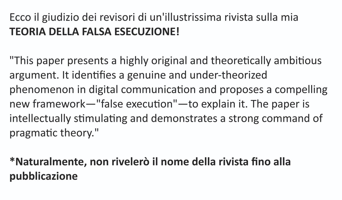 In Italia, non di rado, sono un 𝐂𝐑𝐄𝐓𝐈𝐍𝐎; all'estero, occasionalmente, divento un 𝐠𝐞𝐧𝐢𝐨. In Italia, la mia teoria non viene 𝐧𝐞𝐩𝐩𝐮𝐫𝐞 𝐩𝐫𝐞𝐬𝐚 𝐢𝐧 𝐜𝐨𝐧𝐬𝐢𝐝𝐞𝐫𝐚𝐳𝐢𝐨𝐧𝐞; all'estero, viene considerata 𝐢𝐧𝐧𝐨𝐯𝐚𝐭𝐢𝐯𝐚.