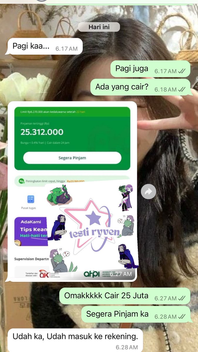 Jokipinjolryven's tweet image. Hallo‼️Banyak customer senang sama aku‼️🥳
Ditemenin terus‼️, tanpa sebar data, yuk yang capek gali lubang tutup lubang‼️
wa.me/628132069520
Japri aku ya ka bisa wa dan tele.🥳
Fee diakhir dan free konsultasi.
#zonauang #jokipinjol #pinjol #zonajajan #pinpri #gestun…