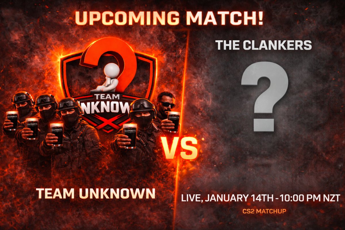 TeamUnknownCS2's tweet image. The boys are looking to take it to 2-0 tonight! Casted by the legend @churchd0gg , Game is live on twitch.tv/churchd0gg at 8pm AEST / 10pm NZT