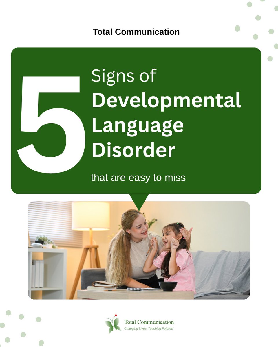 TCTherapy_SG's tweet photo. 5 Signs of DLD that are easy to miss.

#DLD #DevelopmentalLanguageDisorder #Totalcommunication

https://t.co/CBP28AQtFC

[1] https://t.co/93cju72jam