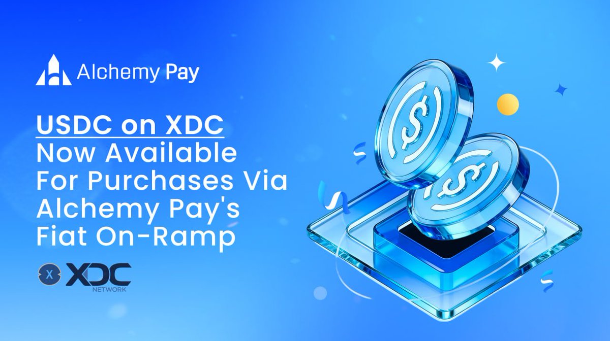🔥 $USDC on <a href="/XDCNetwork/">XDC Network</a> is now supported on #AlchemyPay's fiat on-ramp, enabling users to purchase with Visa, Mastercard, and local payment methods across 50+ fiat currencies.  

We are bringing enterprise-grade blockchain closer to everyday access. 👉 ramp.alchemypay.org