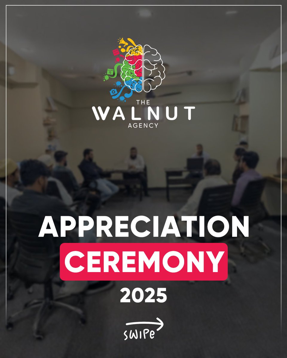 thewalnutagency's tweet photo. APPRECIATION CEREMONY 2025🏅

At The Walnut Agency, talent doesn’t go unnoticed 🌟

Today we celebrate dedication, creativity, and the hustle that makes our agency shine.

Proud of our talented team members👏

#thewalnutagency #marketing #teamwork #appreciation #socialmedia https://t.co/i72TD93lmZ