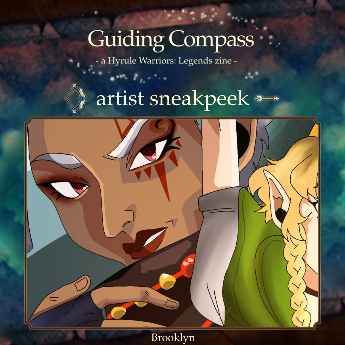 🧭CONTRIBUTOR PREVIEW🧭

From <a href="/KAZK0T0/">brooklyn ❤︎ working on zines</a> is a captivating artwork that features Linkle alongside one of the Hyrulean army’s top commanders; Commander Impa!

Look forward to the zine release on the 21st of January!