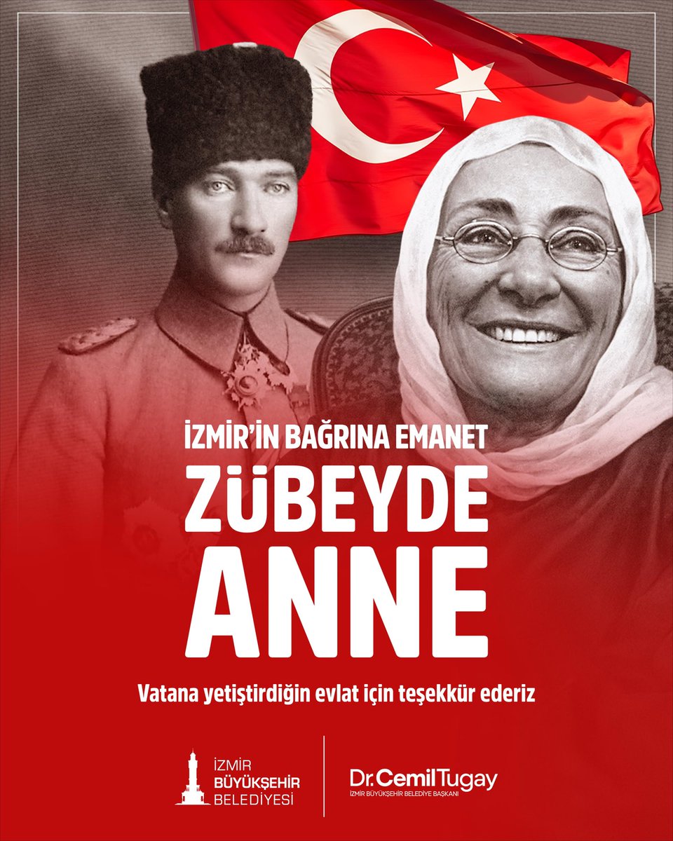 Bir evlat yetiştirdi, bir ulusun kaderini değiştirdi. 

Atamızın İzmir'e emaneti olan Zübeyde Annemizi vefatının 103'üncü yılında saygı, sevgi ve rahmetle anıyoruz.