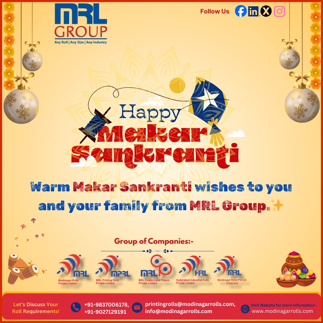 modinagarrolls's tweet image. 🪁 On the auspicious occasion of Makar Sankranti, MRL Group extends warm wishes of prosperity, strength, and success to you and your family.

Warm wishes from MRL Group – Modinagar Rolls

📧 info@modinagarrolls.com
📞 +91-9837006178 
#MakarSankranti #MRLGroup #ModinagarRolls