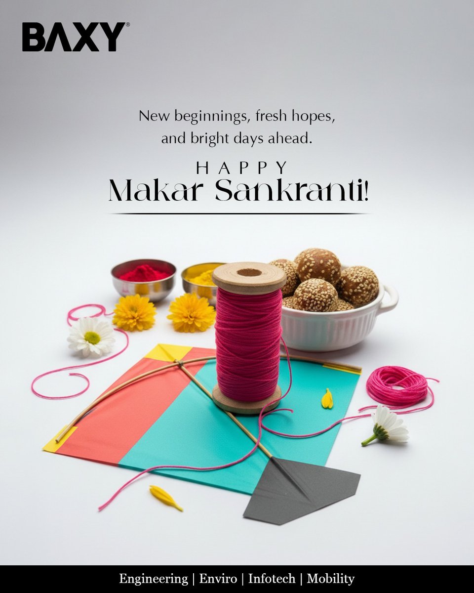baxylimited's tweet photo. As the season of harvest arrives, may your days be filled with clarity, growth, and golden moments.
Happy Makar Sankranti.

[BAXY, BAXY Limited, BAXY Enviro, BAXY Engineering, BAXY Infotech, BAXY Mobility, Makar Sankranti 2026, Harvest Joy, Festive Mood] https://t.co/ljD1l7cFXm