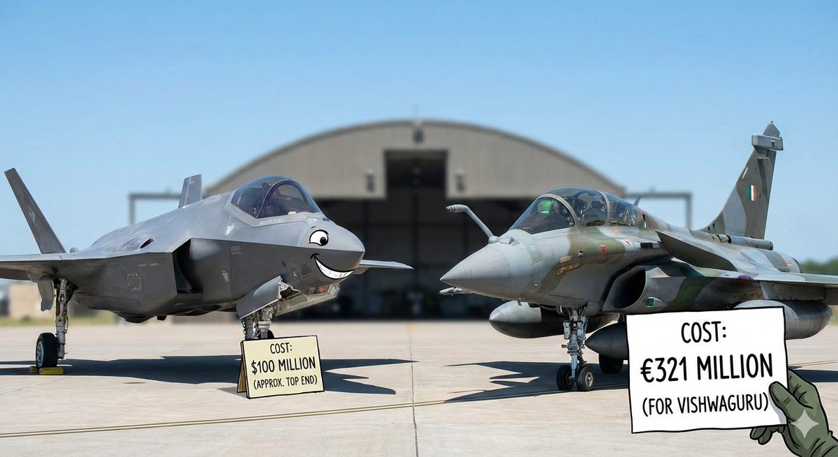Happy to see stolen tax is put to best use🤡🤡

F-35 Top end:                    $100 million
Rafale for vishwaguru: $321 million