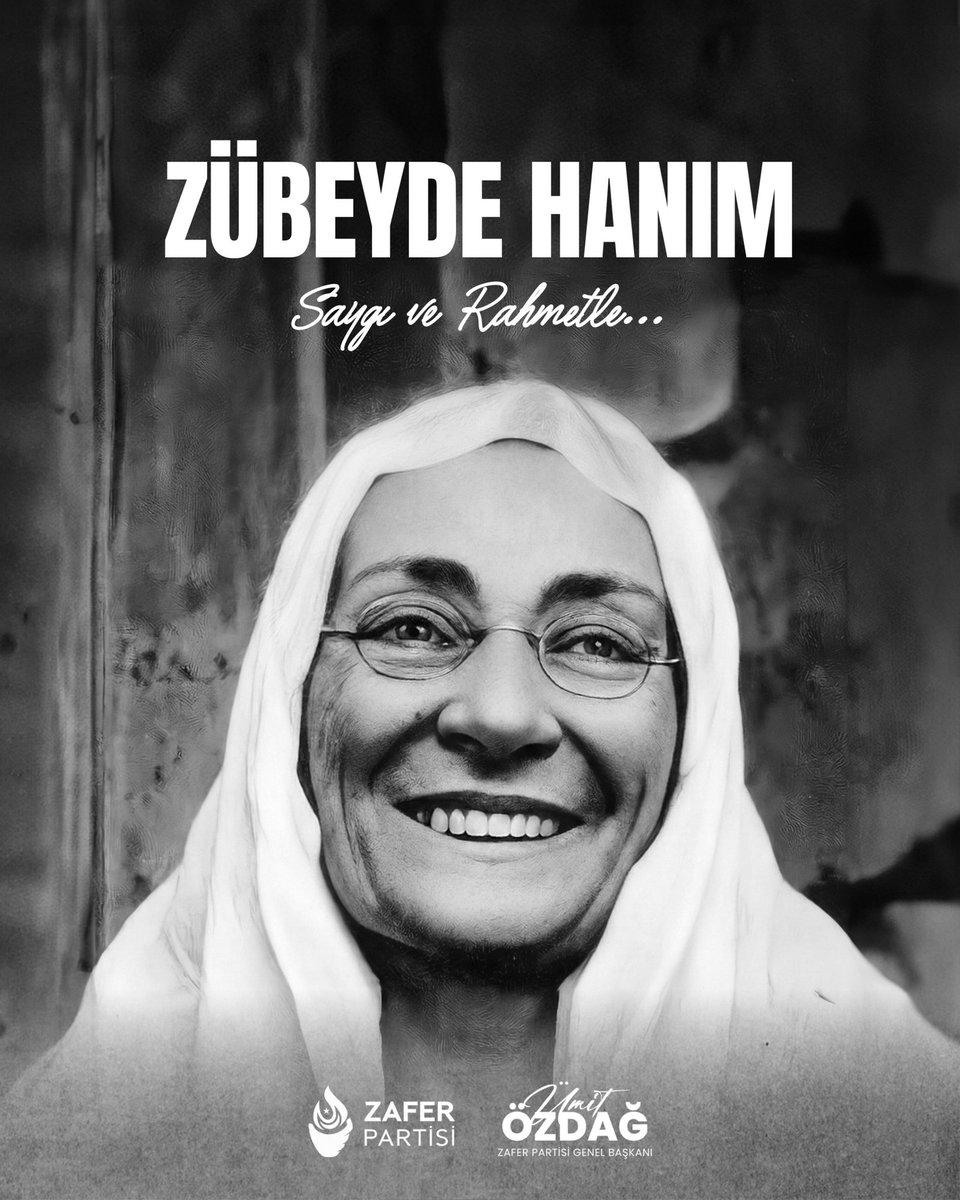 Cumhuriyetimizin kurucusu, Büyük Önder Gazi Mustafa Kemal Atatürk’ün kıymetli annesi Zübeyde Hanım’ı, vefatının 103. yıl dönümünde saygı ve rahmetle anıyorum.

<a href="/zaferpartisi/">Zafer Partisi</a>