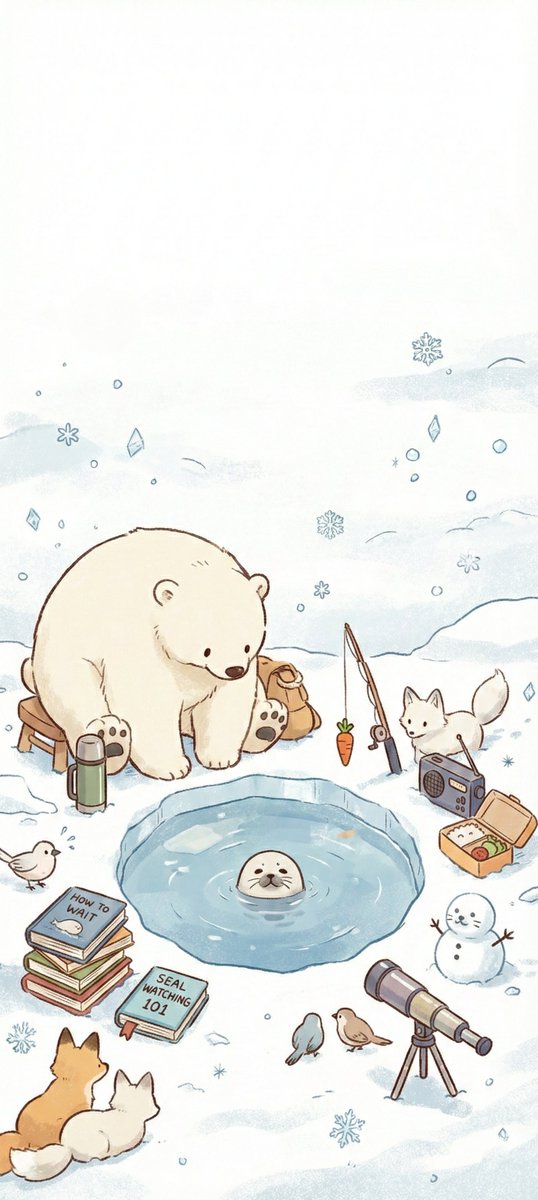 musitsune's tweet image. 氷の穴待ち🐻‍❄️ #フリー壁紙 ※タップ推奨
人参で何でも釣れると思っている🥕