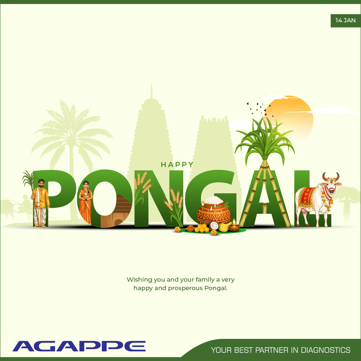 🌾✨ Wishing everyone a harvest of happiness, health, and prosperity.
 Happy Pongal to you and your loved ones! 💚

#HappyPongal #FestivalOfHarvest #Gratitude #Prosperity #Togetherness #Agappe