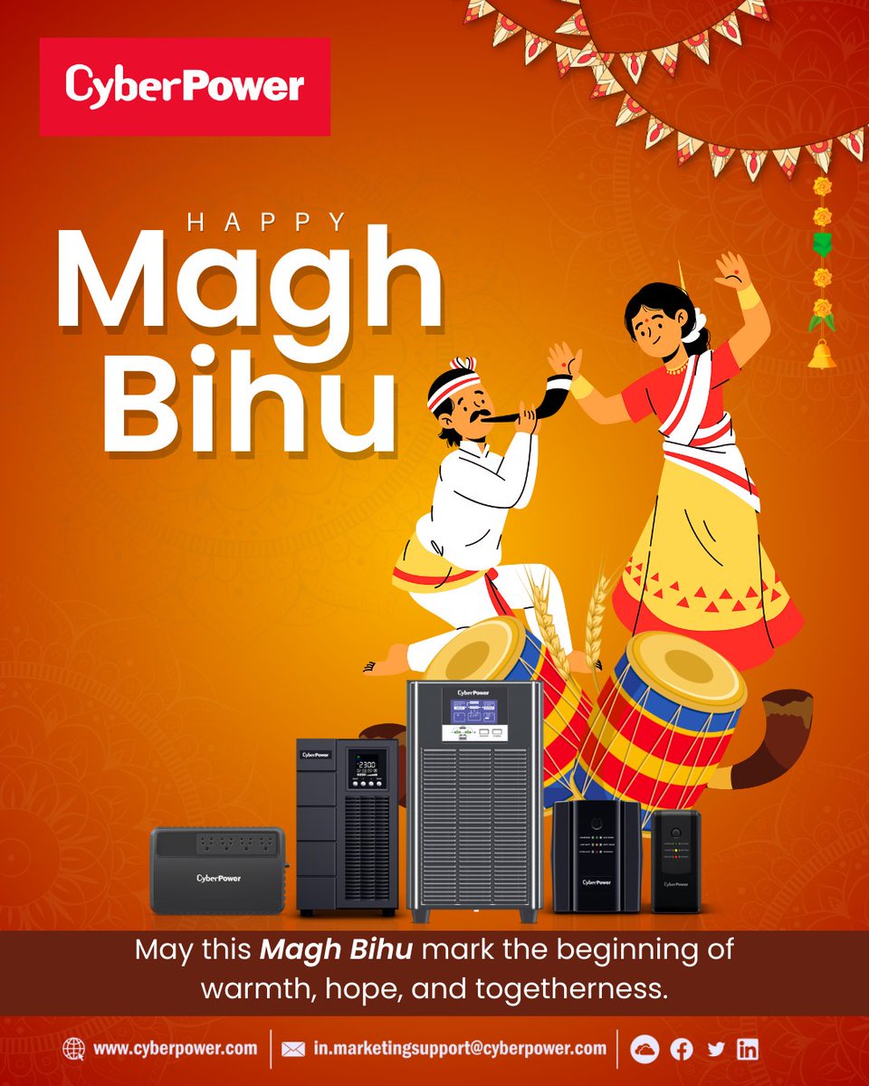CyberPower wishes a Happy Magh Bihu!

May this Mahg Bihu mark the beginning of warmth, hope, and togetherness. 

#maghbihu2026 #harvestfestival #StayPowered #StayConnected #innovations #uninterruptedpowersupply #powerbackupsolutions #ReliableBackup