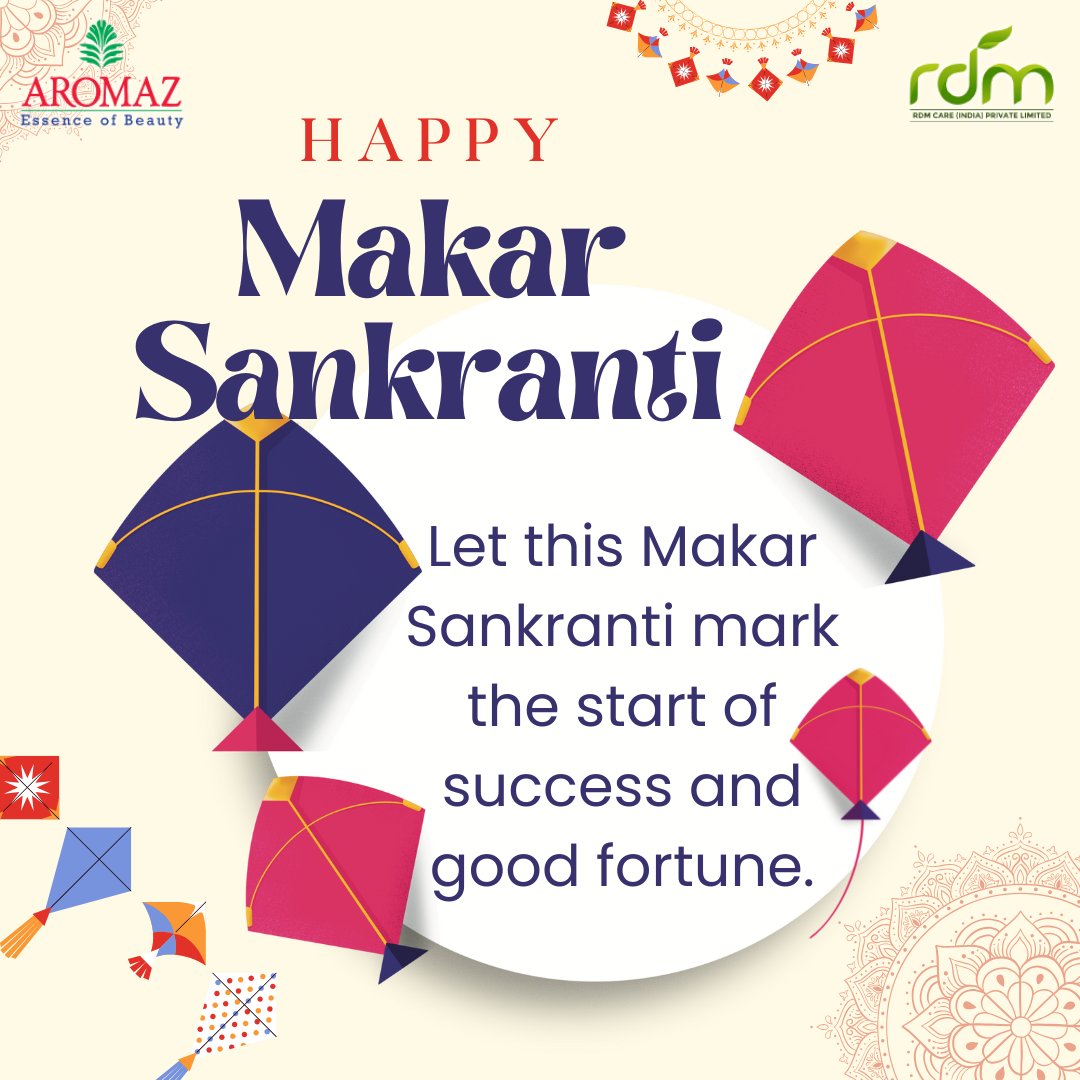 AromazOfficial's tweet photo. Happy Makar Sankranti! May this festival bring you and your loved ones peace, prosperity, happiness, and new beginnings, filled with the warmth of the sun, sweet treats like tilgur and the joy of soaring kites https://t.co/WuQtGLlO26