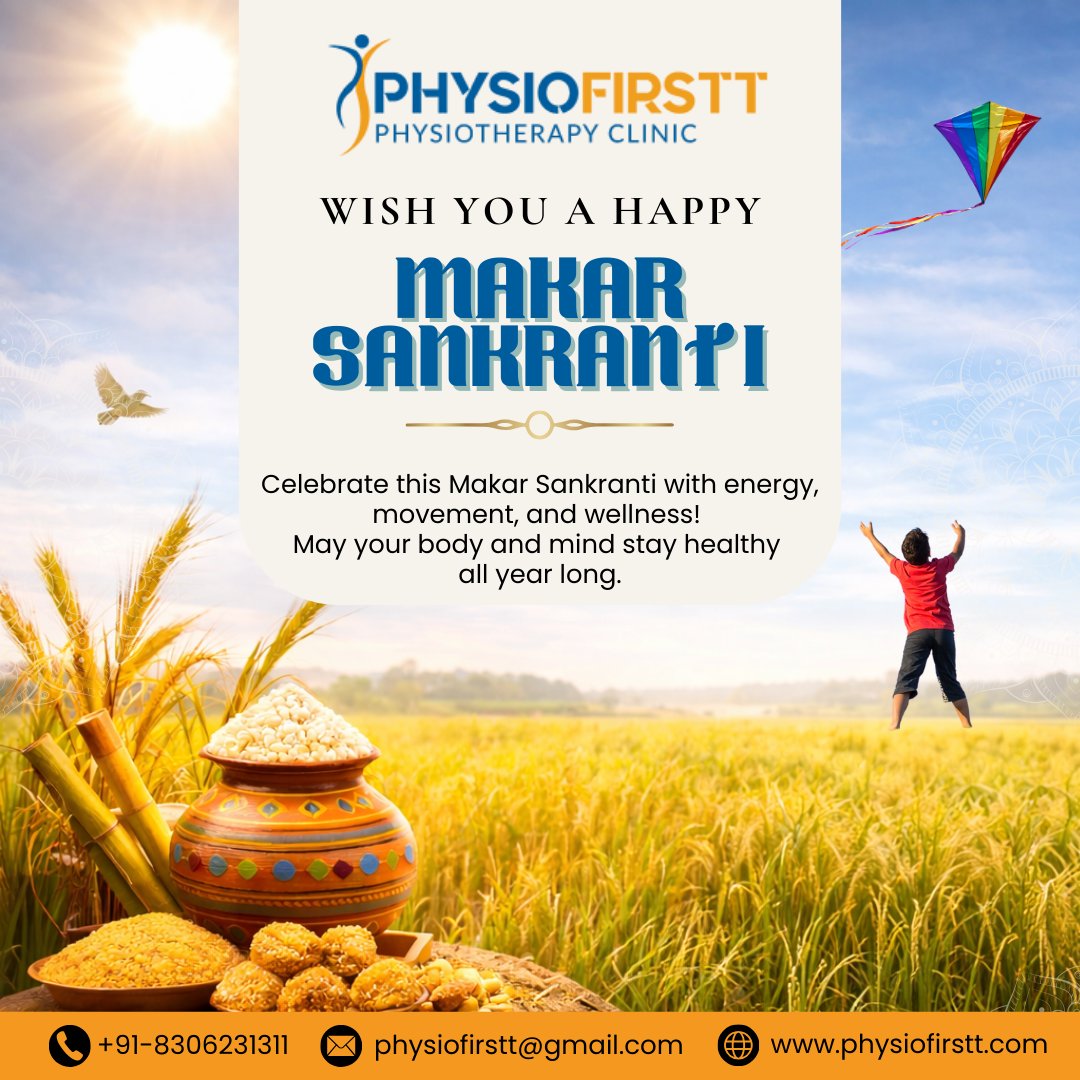 Happy Makar Sankranti from Physio Firstt

On this auspicious occasion of Makar Sankranti, we wish you good health, positivity, and new beginnings. 

Contact:
📞 +918306231311
🌎 physiofirstt.com
📍 Bapu Nagar, Jaipur

#HappyMakarSankranti #PhysioFirstt #PhysiotherapyJaipur
