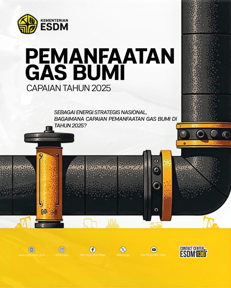 halomigas's tweet photo. Sahabat Migas, pemanfaatan gas bumi Indonesia tahun 2025 mencapai angka 5.600 BBTUD. Dari angka tersebut, porsi Domestik mendominasi sebesar 69%.

Kenapa porsi domestik sangat besar? Karena gas bumi diarahkan utk Hilirisasi (37%) seperti industri pupuk agar petani kita produktif, https://t.co/mgIFgWzigd