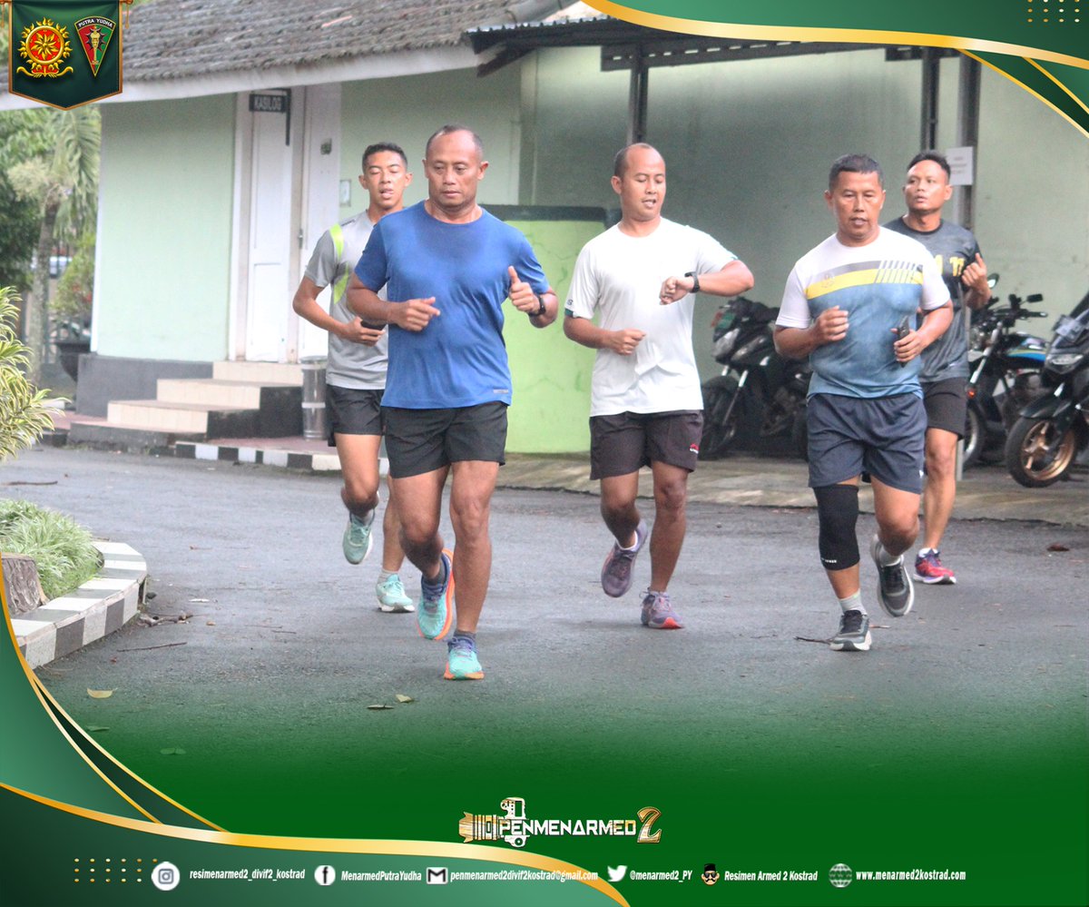 menarmed2_PY's tweet photo. Danmenarmed 2 Kostrad Pimpin Prajurit Putra Yudha Laksanakan Lari 5 Km

Malang – Dalam rangka menjaga kebugaran tubuh prajurit, Danmenarmed 2 Kostrad, Kolonel Arm Rohmadi, S.Sos., https://t.co/CbpMHPgIof.(Han), memimpin seluruh prajurit Putra Yudha melaksanakan lari pagi 5 km. https://t.co/qZsXvqYMj8