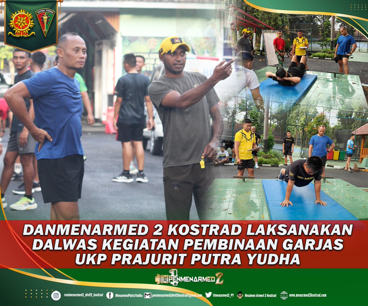 menarmed2_PY's tweet photo. Danmenarmed 2 Kostrad Laksanakan Dalwas Kegiatan Pembinaan Garjas UKP Prajurit Putra Yudha 

Malang – Dengan penuh semangat Prajurit Putra Yudha yang akan menjalani UKP laksanakan pembinaan kesegaran jasmani yang diselenggarakan di Menarmed 2 Kostrad pada hari rabu (14/01/2026). https://t.co/SOhrvdAeDL