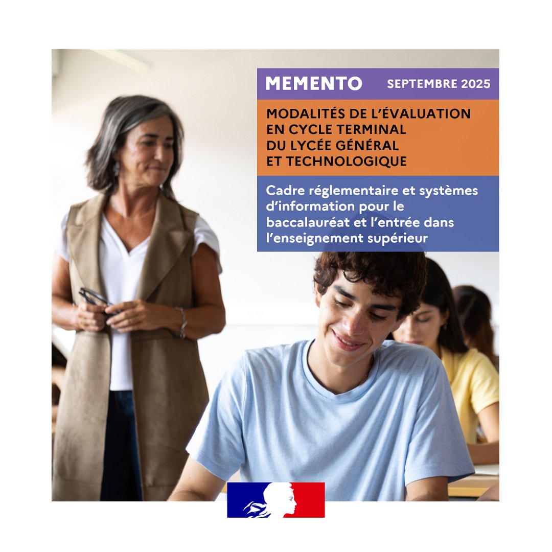 📍Les modalités de l’évaluation en lycée général et technologique

Un memento synthétise le cadre réglementaire de l’évaluation et sa prise en compte dans les systèmes d’information pour le baccalauréat et pour l’entrée dans l’enseignement supérieur ⤵

eduscol.education.fr/2688/le-projet…
