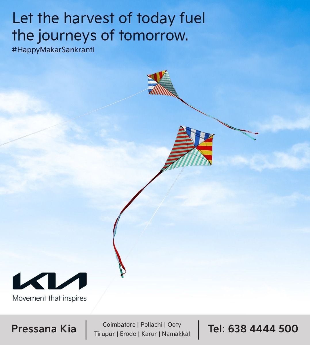 pressanakia's tweet photo. Let the harvest of today fuel the journeys of tomorrow.
Wishing you a Makar Sankranti filled with new beginnings and rising aspirations. 

#HappyMakarSankranti #NewBeginnings #SoaringAspirations
#FestiveDrive #KiaIndia #MovementThatInspires
#PressanaKia https://t.co/6wKe9TsrlY