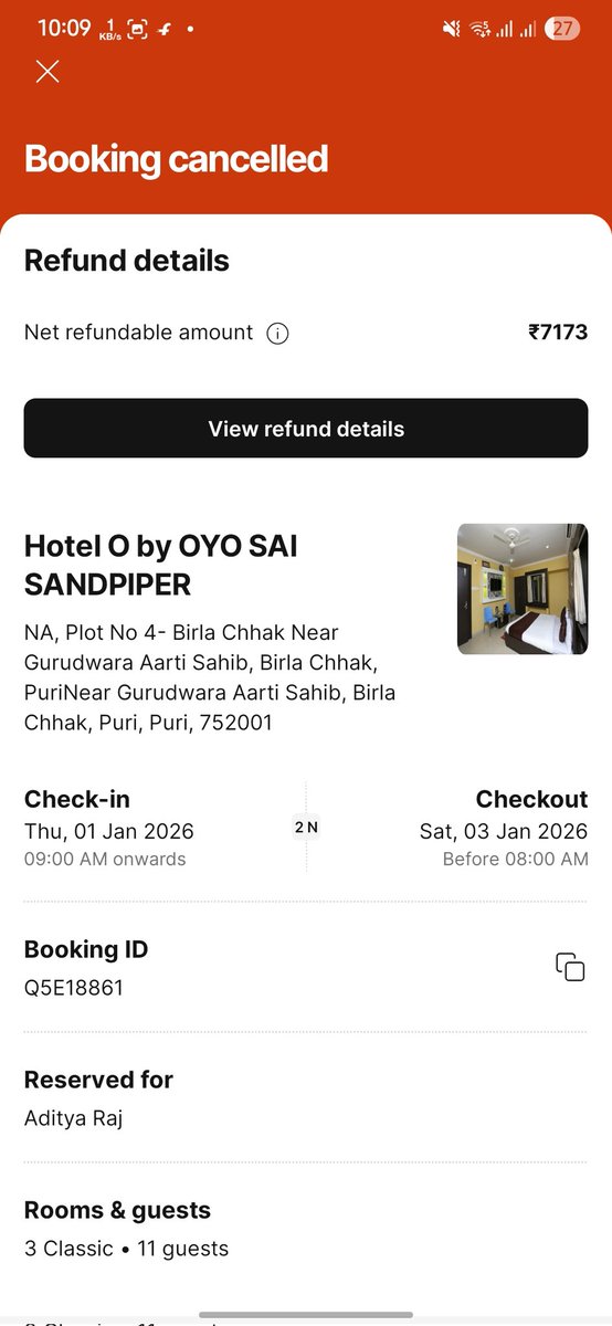 Aditya_2706's tweet photo. @Oyo4udesk 14 days. No refund. Booking cancelled by @oyorooms themselves. Is customer money a joke for you? Worst service experience ever. #fraud #scam https://t.co/wsdzdBs1RS