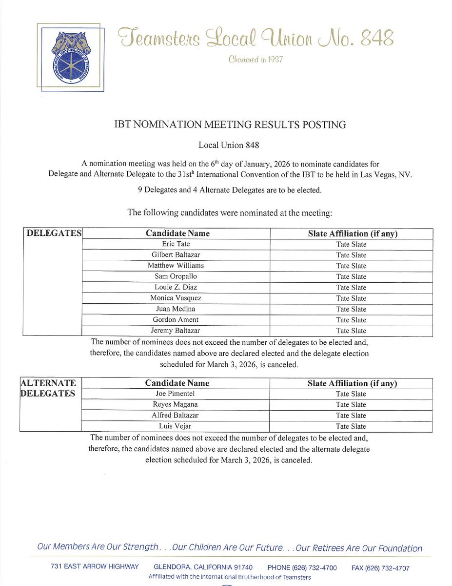 Teamsters848's tweet photo. Official results for delegates and alternate delegates to the June 2026 IBT Convention are now available.

English:
https://t.co/9ELDDI1wah

Español:
https://t.co/9fqZzPiDyU https://t.co/UKvrkrSubn