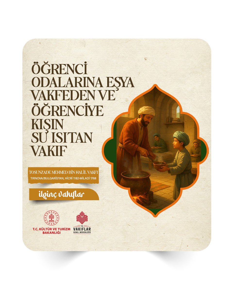 Vakıf kurucusu Tosunoğlu Mehmed Efendi, Bulgaristan Tırnovi’de kendi yaptırdığı medresede ve diğer vakıf kurucularının inşa ettiği medrese ve öğretmen okullarında kalan yatılı öğrencileri yalnız bırakmadı.

Öğrenci odalarına kitaplar ve günlük kullanım eşyaları vakfetti; kış