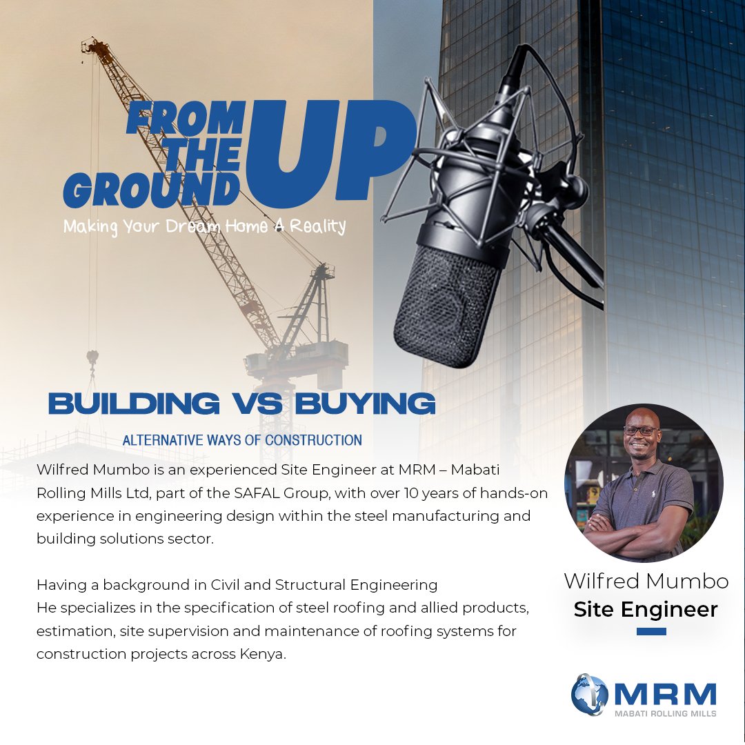 MRM_Mabati's tweet photo. From design to site, Wilfred Mumbo brings the build to life.

With 10+ years of experience, the MRM Site Engineer shares insights on steel roofing, estimation, and site execution.

Catch him on the upcoming MRM Podcast.

#MRM #Podcast #FromTheGroundUp https://t.co/nFhfNREv7S