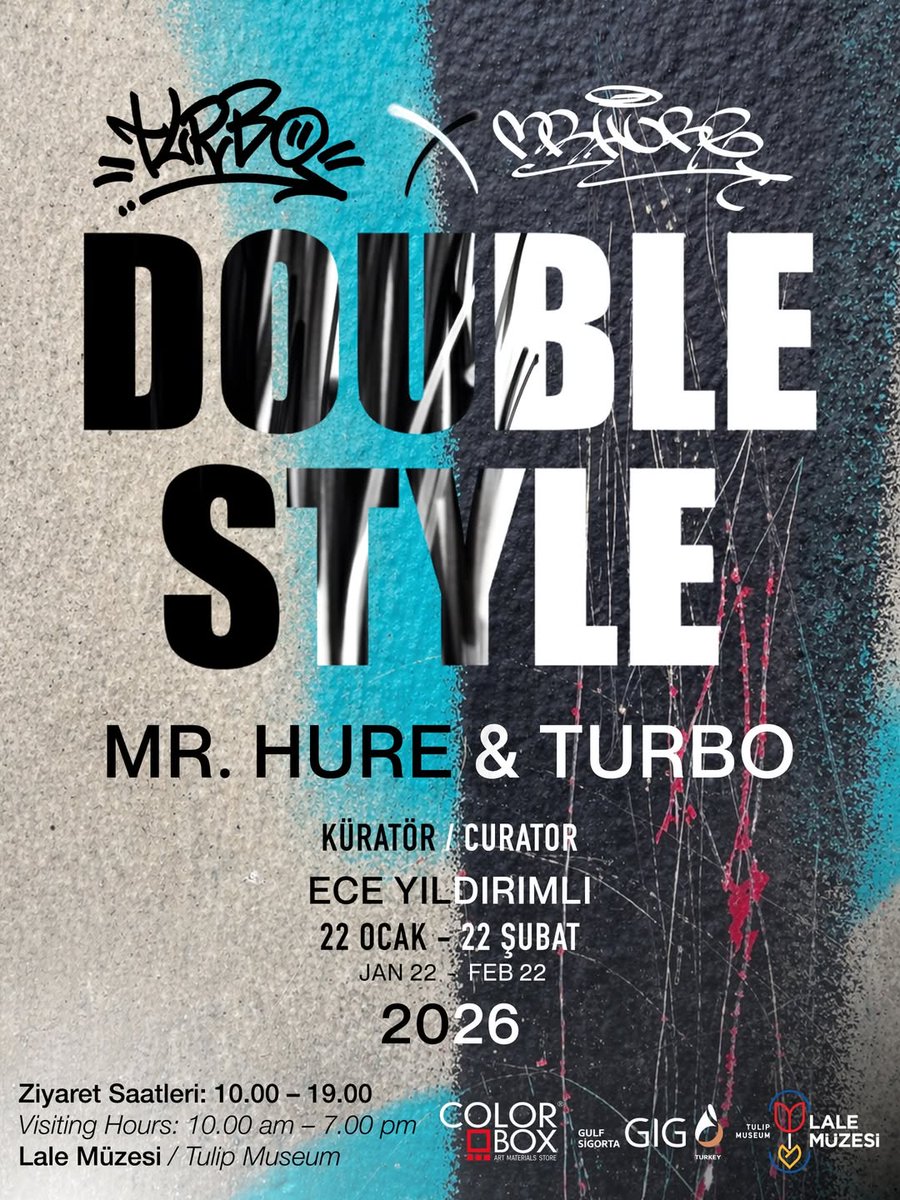 Lale Müzesi, graffiti ve sokak sanatı üretimlerine odaklanarak Türkiye’nin bu alandaki iki güçlü temsilcisi #Turbo ve #MrHure’yi izleyiciyle buluşturuyor. 

Sergi, 22 Ocak – 22 Şubat tarihleri arasında ziyarete açıktır.