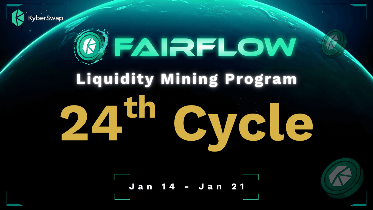 KyberNetwork's tweet photo. FairFlow Liquidity Mining Program - 24th Cycle starts in 1 hour ⚡

Mining period from Jan 14 - Jan 21, available on @ethereum, @BNBCHAIN and @arbitrum with 9,000 $KNC rewards.

Explore details👇 https://t.co/IyVH9J4qDV