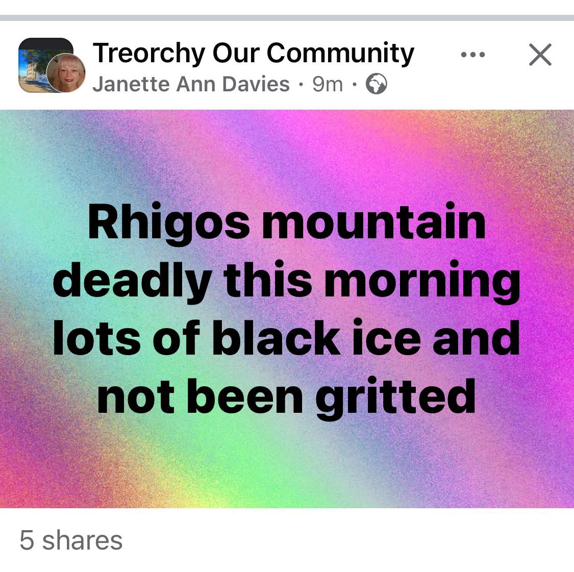 RhigosMountain's tweet photo. @RCTCouncil Rhigos Mountain A4061 dangerous this morning due to black ice. Wed 14th Jan. https://t.co/RPGWNm15w3