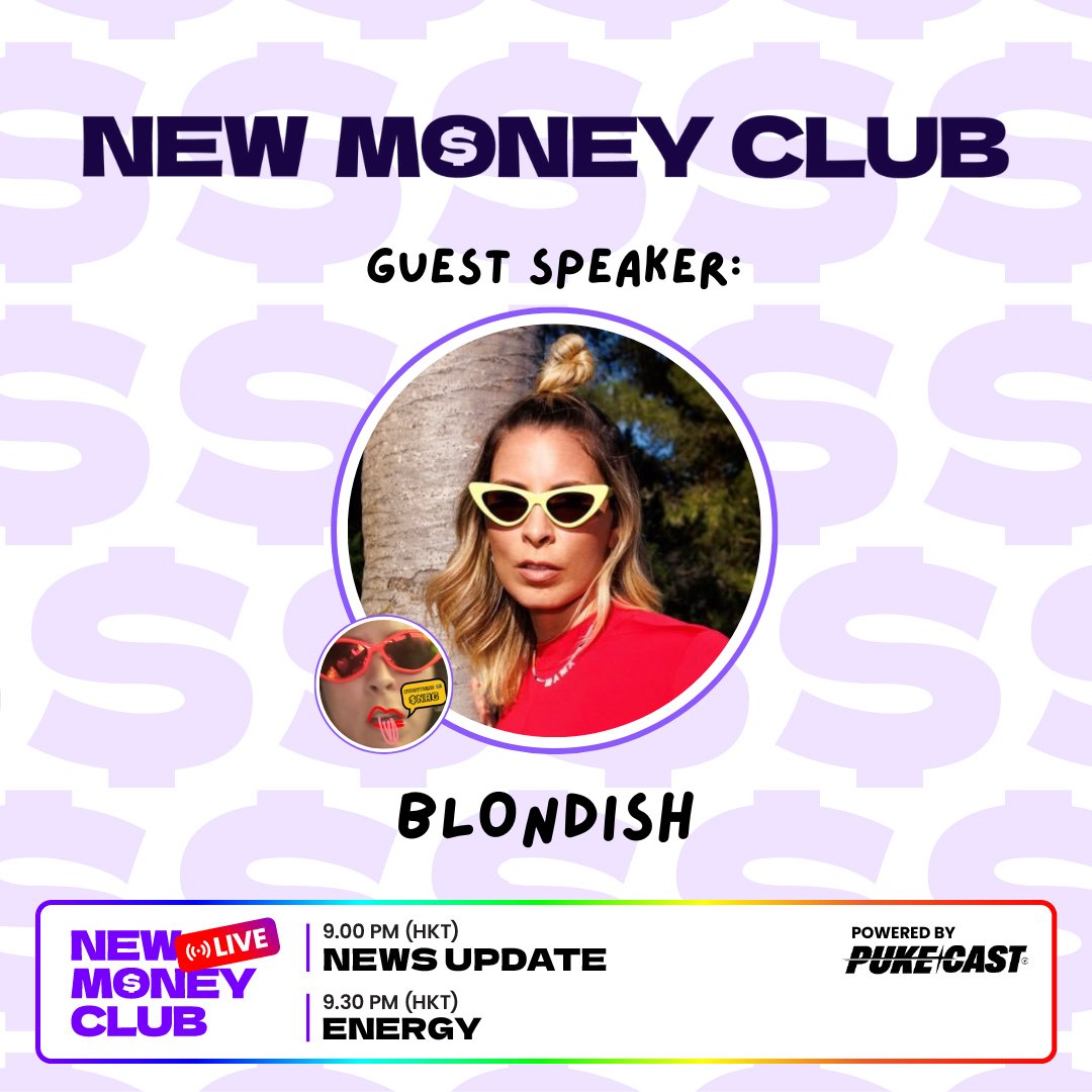 New Money Club EP18 this Tuesday, 9pm HKT! Pt 1: Join us to talk about:  -Daily news -Crypto scandals and more tea Pt 2: Guest Speakers: @blond_ish  from @everythingisnrg 🗓️15th Jan ⏲️9pm